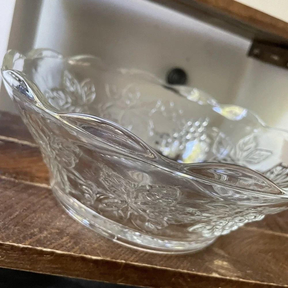 Clear Glass Fruit Bowl Retro Dish 8